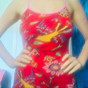 Free people stretchy fit Red bird tropical too